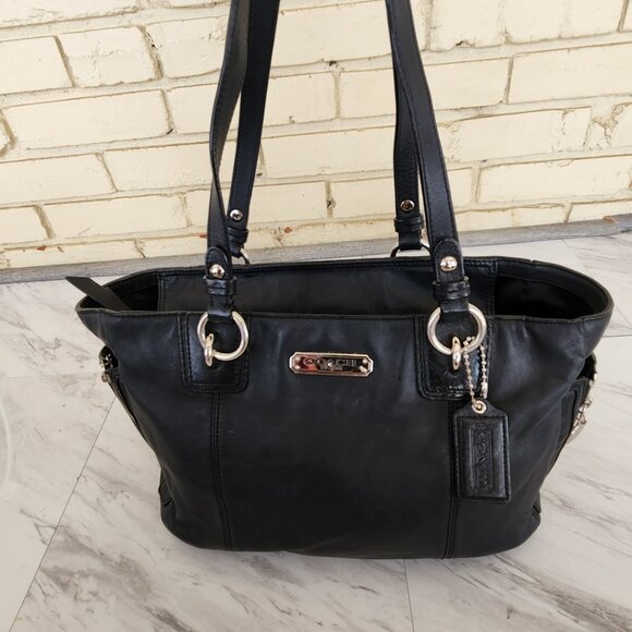 Coach Classic Black Shoulder Bag with Silver Accents - Picture 2 of 13